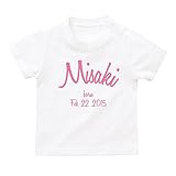 名前入り Tシャツ / ベビーサイズ [BT150] 80cm ホワイト×ピンクロゴ 出産祝い 誕生日 プレゼント おしゃれな 名入れ ベビー服