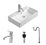 【高級Ｓトラップセット付き】 洗面ボウル 置き型 洗面台 大型 605*360*130mm おしゃれ 洗面ボール 陶器 手洗い器 手洗いボウル 蛇口セット (長方形)