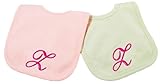 Princess Linens Embroidered Cotton Knit Bib Set - Pink/Sage, Z by Princess Linens