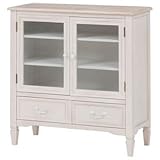 扉付きキャビネット(リビング収納/収納棚) 幅80cm 木製 引き出し収納付き アンティーク調 ブロカントシリーズ ホワイト(白)