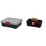 『 ボックス RVBOX 450F グレー/ダークグリーン 幅45×奥行40×高さ15.5cm』と『 工具箱 ハードケース 350 エコブラック【幅約35×奥行約19×高さ約14cm】』のセット