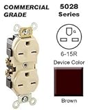 Leviton 5028 15 Amp, 250 Volt, Narrow Body Duplex Receptacle, Straight Blade, Commercial Grade, Self
