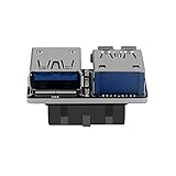 xiwai デュアルUSB 3.0 Aタイプメスからマザーボード20/19ピンボックスヘッダースロットアダプターPCBAフラットタイプ。