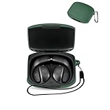 For オーディオテクニカ ATH-AC5TW 用 ケース カバー 【KONXISA】ワイヤレスイヤホン ケース シリコン素材 着用しやすい 耐衝撃 防水防塵 ウォッシャブル（カラビナ付き+ストラップ付き ） 装着充電可能 持ち運びがしやすい（濃い緑色）