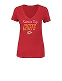 NFL Kansas City Chiefsレディース半袖VネックTシャツWinningランク、M、Red Pepper Heather