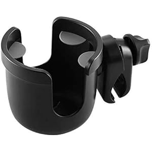 AMOVO ベビーカー ドリンクホルダー 自転車 フック2個付き カラビナフック ハンドル カップホルダー 車椅子 ペットボトル 哺乳瓶 ボトルゲージ 360度回転 簡単 取り付け ボトルホルダー (黒,1個)