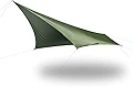 FIELDOOR ウイングタープ 380cm×380cm ポリエステル 【カーキ】 シルバーコーティング 日よけ 耐水 遮熱 UVカット ソロキャンプ テント連結 タープ泊 アウトドア