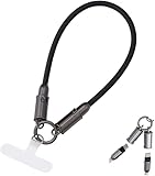 [GRAMAS] ケーブルストラップ カラバリ豊富 ハンドタイプ 充電ケーブル 急速充電対応 紛失防止 取り付け簡単 スマホストラップ スマホホルダー (type-c/type-c, ブラック)