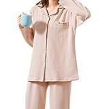 [LINXAS] パジャマ レディース マタニティ 授乳対応 長袖 コットン 100％ 綿 産前 産後 前開き 上下セット 春 夏 秋 冬 ズボン