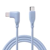 iFace Type-C to Type-C 充電ケーブル 1.2m L字型 (ペールブルー)【 急速充電 3A 絡みにくい USB-C & USB-C L字 シリコン素材 アイフェイス ケーブルタイ付属 iPhone16 iphone15 Galaxy iPad MacBook Pro 各機種対応 】