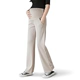 [おだ商店] マタニティパンツ 妊娠服 ワイドパンツ ストレッチｘオールシーズン (2XL, ベージュ)