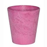 【10個入】植木鉢/プランター アートストーン ラウンド型/8cm 底穴無し ピンク 〔ガーデニング用品/園芸〕