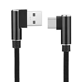 AXYO Type-C 急速充電 L型 高速データ転送 ケーブル 90度 L字コネクター 20cm USB-C 充電ケーブル 高耐久 短い ナイロン編み タイプC ポート スマホ/タブレット 対応 ブラック