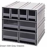 Quantum QIC-64RD Interlocking Gray Storage Cabinet with 6 Red Drawers, 11.38-Inch by 11-3/4-Inch by 
