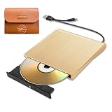 CD DVDドライブ 外付け USB3.0 Type-C Win/Mac/Linux対応 収納バッグ付き CD/DVD読取・書込み両用 薄型 ポータブル 外付けDVD/CDドライブ (ゴールド)