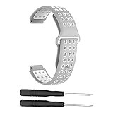 for GARMIN Foreathlete 235J 230J用 ベルト バンド 交換バンド シリコン スポーツバンド アクセサリー 通気性に優れ for ガーミン Foreathlete 735XTJ 220J 230J 235J 620J 630J Approach S20 S5 S6対応 交換ベルト 工具付き (Gray White)