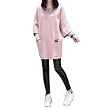 カジュアル マタニティ ルームウェア ゆったり サイズ 部屋着 セミロング ワンピース チュニック (XL, ピンク)