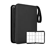 カードファイル カードバインダー 9ポケット 900枚収納 50枚入り 表面の防水性と耐摩耗性のトレカファイル ポータブルファスナー カードシート他のゲームカードを集める (9ポケット, ブラック)