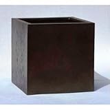 木目調樹脂製鉢カバー MOKU キューブ 40cm