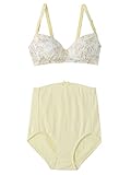 Angeliebe エンジェリーベ マタニティ インナー 花柄 シフォン ブラ ＆ ショーツ 授乳 下着 ブラジャー パンツ 産前 産後 L クリーム