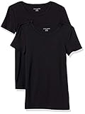 [Amazon Essentials] 2枚組 Tシャツ クルーネック スリムフィット 半袖 レディース ブラック XL