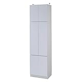 JKプラン Alnair　リビング収納庫 壁面収納庫（鏡面仕上げ） 上置きラック付き 幅60cm ホワイト FAL-0010SET-WH