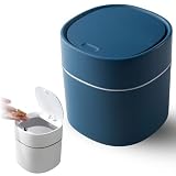 ideamall ゴミ箱 ふた付き 卓上ゴミ箱 スリム おしゃれ 小さい ワンプッシュで開閉 (ブルー, プッシュ式)