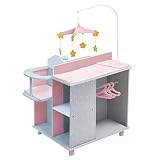 Olivia's Little World - 水玉模様 プリンセス ベビードール チェンジステーション ベビーケア アクティビティセンター ロールプレイ 保育園センター 人形アクセサリーの収納付き - ピンクとグレー