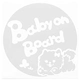 ホワイト（白） 犬 ポメラニアン 女の子 リボン Baby on board ベビーオンボード ステッカー 窓ガラス用シールタイプ 車 戌 干支 動物
