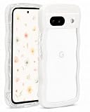 Google Pixel 7a用 ケース ウェーブ ピクセル 7a 対応 うねうね 人気 韓国 耐衝撃 超軽量 薄型 おしゃれ pixel 7a用 なみなみ パステル 可愛い 透明 オタ活 推し活 (ホワイト, pixel7a)