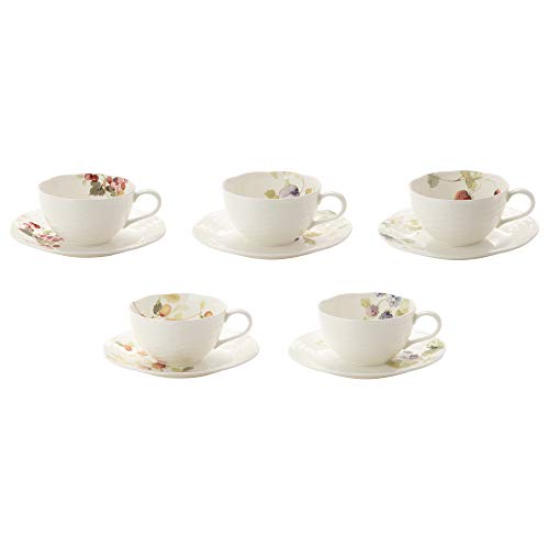 NARUMI(ナルミ) カップ ソーサー セット ルーシーガーデン 210cc 5客セット ティー コーヒー 兼用 96010-23067P