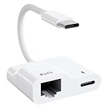 USB C - イーサネットアダプター 2イン1 USB C - RJ45アダプター 60W Type C PD充電ポート付き 10/100Mbps イーサネットネットワーク対応 iPhone 15/16/Android/i-Pad Pro/Mac/Galaxyに対応 (ホワイト)