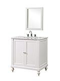 Direct洗面化粧台シンク32s9-wwc-mクラシック32 "パールVanity withホワイトCarrara Marbleトップとミラー