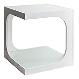 宮武製作所 サイドテーブル 2段 ガラス天板 ホワイト 幅40×奥行き40×高さ45cm ST-402 WH