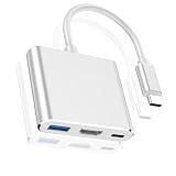 【通用型】STARRY life Type-C to HDMI 変換アダプター USB Type-C HDMI アダプター 3in1 HDMI 変換アダプター 4k USB 3.0高速ポート+タイプC急速PD充電ポート(シルバー)