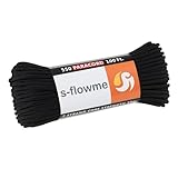 スフローム(s-flowme) パラコード 7芯 4mm x 30m 耐荷重 250kg クラフト テントロープ アクセサリー ブレスレッド アウトドア キャンプ テント タープ 用固定用紐 ガイロープ ロープ A01 ブラック