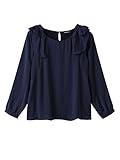 Angeliebe エンジェリーベ マタニティ 授乳口付き フリル 異素材 コンビ ブラウス 妊婦服 産前 産後 長袖 フリー ネイビー 20950 20950200