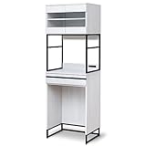 moca company Cloudear キッチンボード 幅60 ゴミ箱収納 ゴミ箱上ラック レンジ台 食器棚 大型レンジ対応 コンセント付き ホワイト