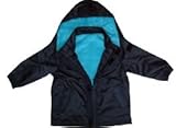 キッズ用ウオータープルーフジャケット：ネビーとアクア・外遊び用、スキー、公園 Waterproof Jacket for outdoor play, skiing etc Navy with Aqua