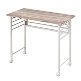[山善] 折りたたみデスク 幅80×奥行40×高さ70cm キャスター付き 完成品 折り畳みテーブル アイボリー(木目調) PST-C8040(AIV/SWH)
