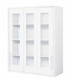 コクヨ　エディア　収納システム　高さ1185mmタイプ　上置き　ガラス3枚引き違い戸　幅900×奥行き450mm カラー:SAW（ホワイト）