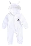 (ラボーグ)La Vogue ベビー服 長袖 カバーオール ロンパース 前開き 可愛い フード 耳付 き キッズ 女の子 男の子 ジャンプスーツ クマさん ホワイト L