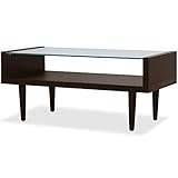 ottostyle.jp 【GLASS CENTER TABLE】 ガラスセンターテーブル ダークブラウン 幅90cm×奥行き45cm×高さ40cm