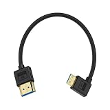 Poyiccot ミニ 8Kの映像伝送ポートto HDTV 変換ケーブル 短い 0.3m、柔らかい 極薄 L字 L型 左向き 高速48Gbps デジタル信号伝送用アダプタ 2.1規格 ビデオ解像度 対応 4K/8K テレビ パソコン 接続コード