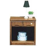 オープンナイトテーブル(サイドテーブル) 【幅50cm】 木製（天然木） 鍵付き ブラウン 【完成品】【代引不可】