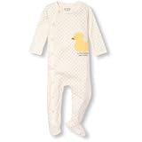 THE CHILDREN'S PLACE(ザ・チルドレンズプレイス) ユニセックス ベビー レイエット ダッキードット プリント フッテッド スリープ&プレイ ホワイト スリープウェア 3～6ヶ月【並