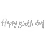 mioim ガーランド キラキラ 金色 誕生日飾り付け 装飾 飾りHAPPY BIRTHDAY バースデー パーティー デコレーション (銀)