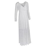 Perfk 妊娠婦 マタニティ 撮影 フォト 衣装 ドレス ワンピース スカート Vネック 記念に 全2色4サイズ - 白, XXL