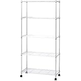 ドウシシャ(Doshisha) メタルラック 防サビ 幅74.5×奥行34.5×高さ155cm キャスター・固定脚付属 エコノミーシリーズ 5段 ルミナスパーツ互換品 ポール径19mm EL19-15755