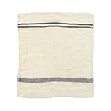 リネンタオル ハンドタオル グレー リネン・ナチュラルボーダー リネンハンドタオル ガーゼ リネン【日本製】 (ハンドタオル, グレー)